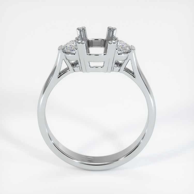 14K White Gold Three Stone Ring Setting