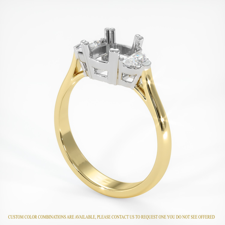 14K White & Yellow Three Stone Ring Setting