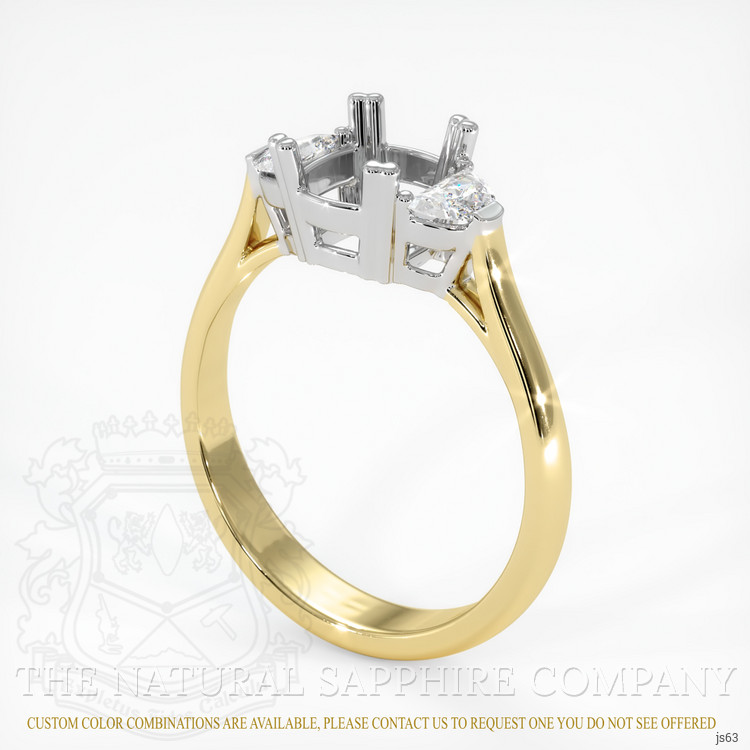 14K White & Yellow Three Stone Ring Setting