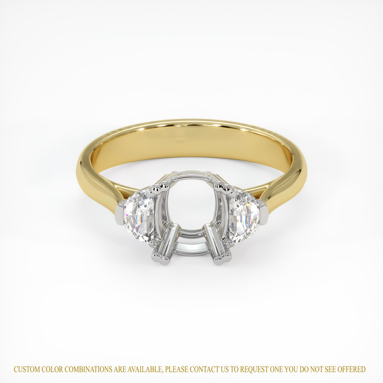 14K White & Yellow Three Stone Ring Setting