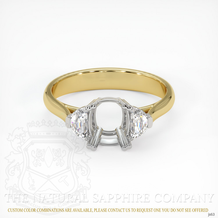 14K White & Yellow Three Stone Ring Setting