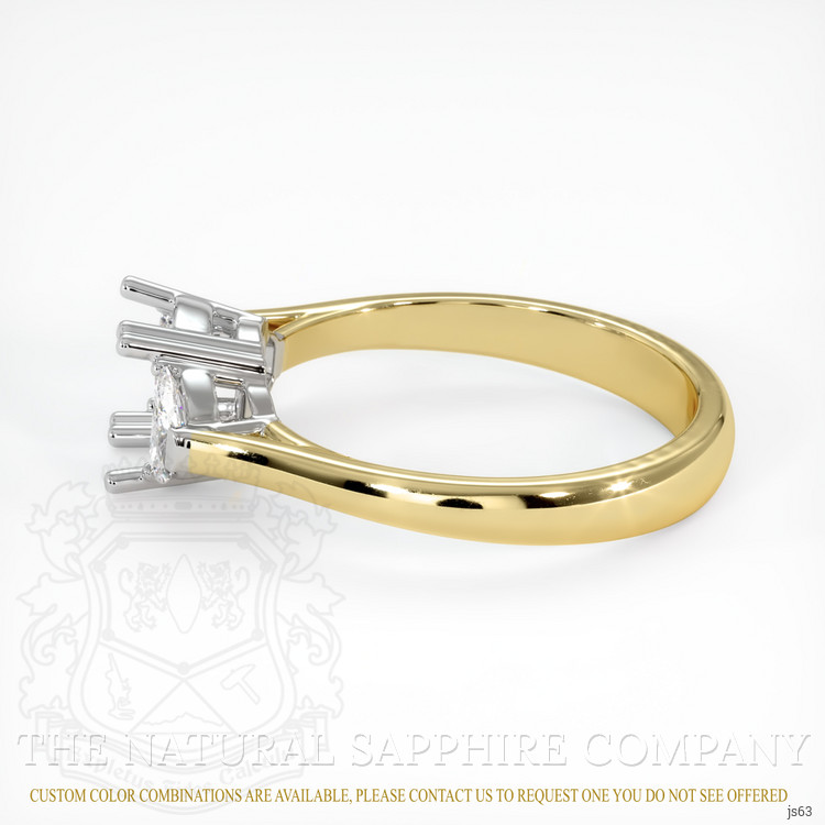 14K White & Yellow Three Stone Ring Setting