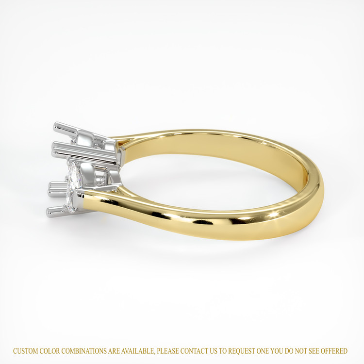 14K White & Yellow Three Stone Ring Setting