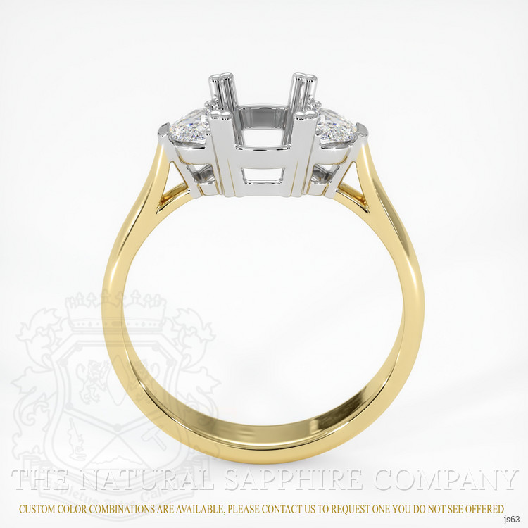 14K White & Yellow Three Stone Ring Setting