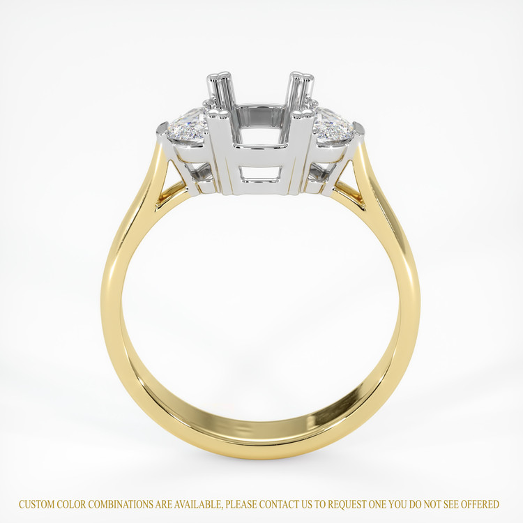 14K White & Yellow Three Stone Ring Setting