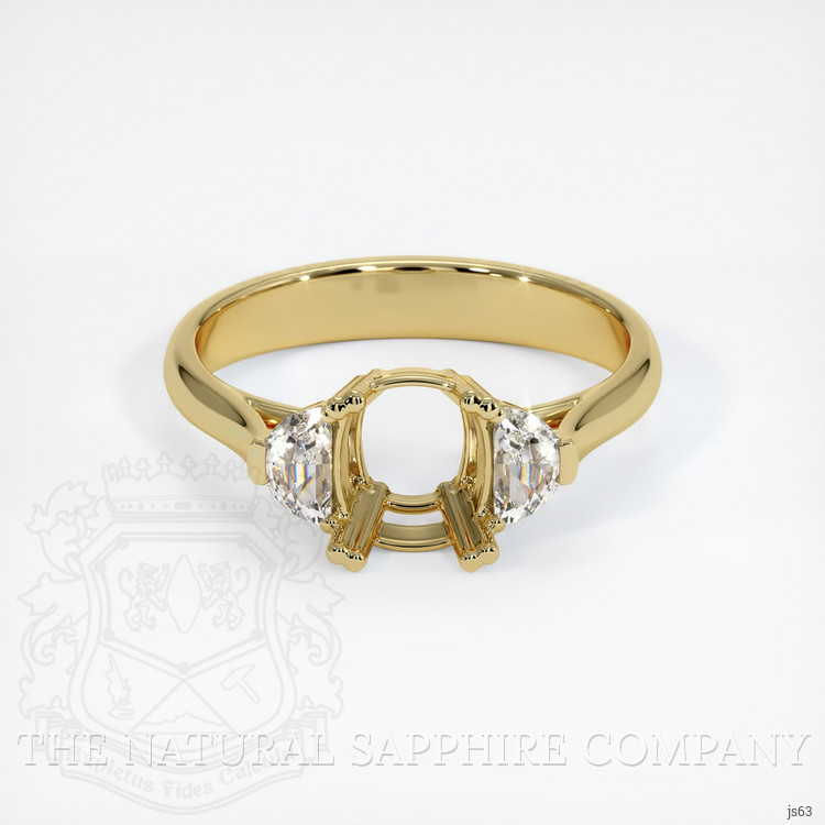 18K Yellow Gold Three Stone Ring Setting
