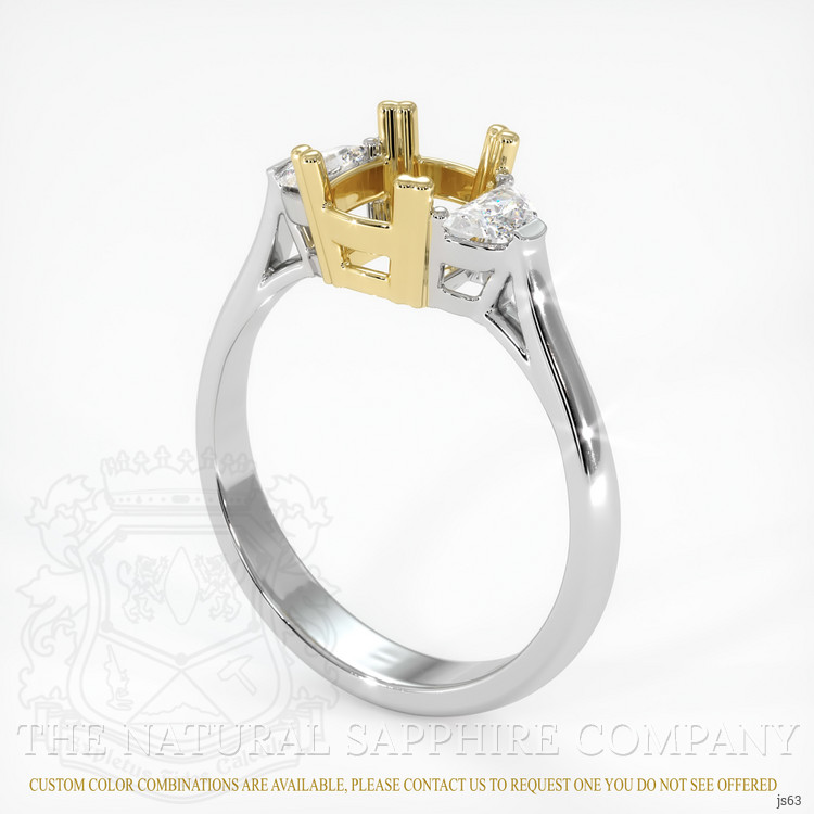 14K Yellow & White Three Stone Ring Setting