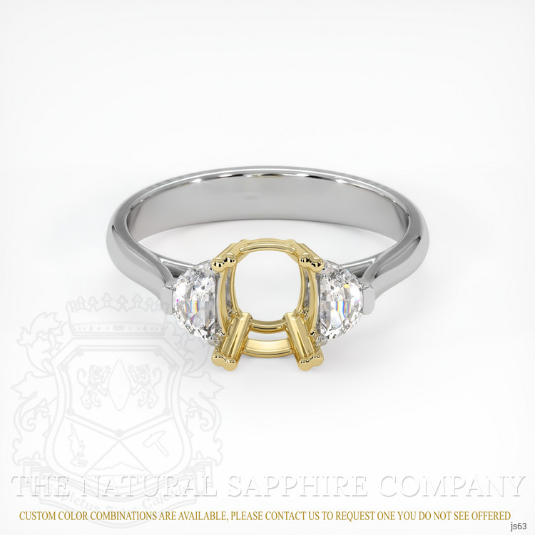 14K Yellow & White Three Stone Ring Setting
