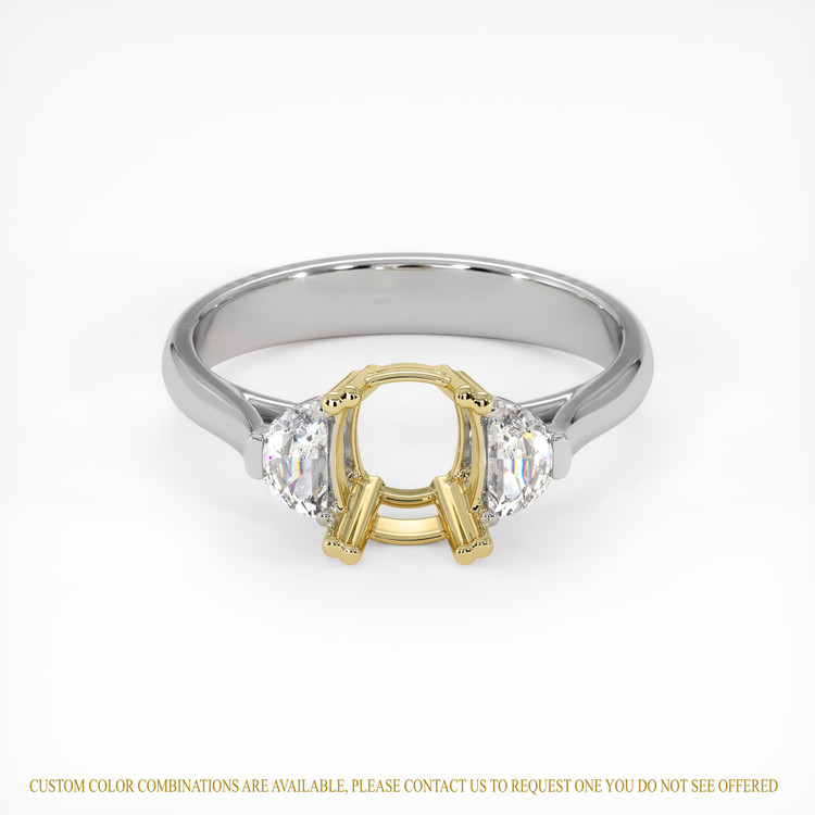 14K Yellow & White Three Stone Ring Setting