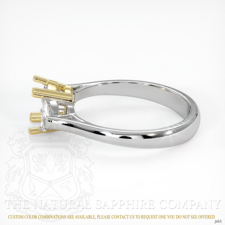14K Yellow & White Three Stone Ring Setting