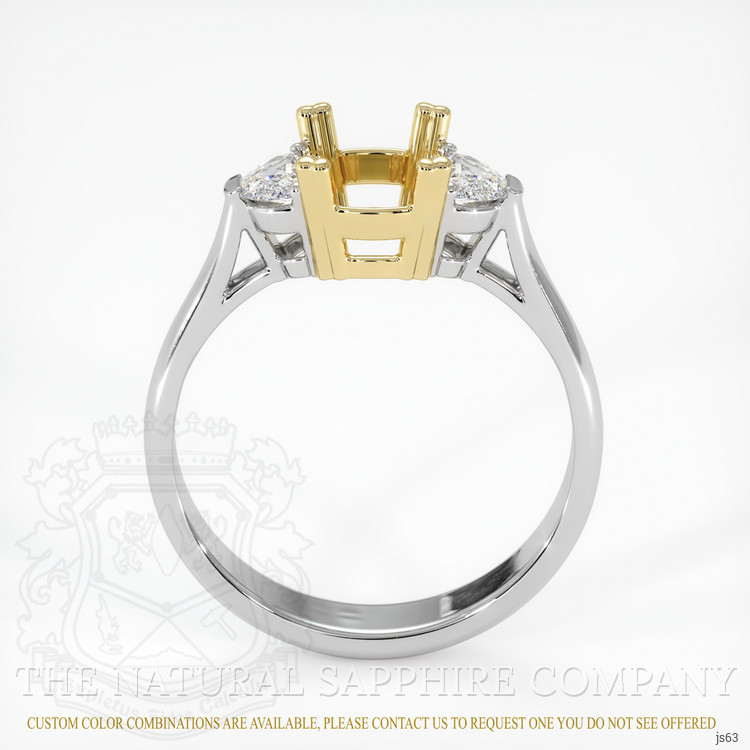 14K Yellow & White Three Stone Ring Setting