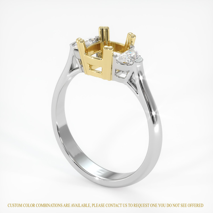 18K Yellow & White Three Stone Ring Setting