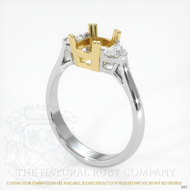 18K Yellow & White Three Stone Ring Setting