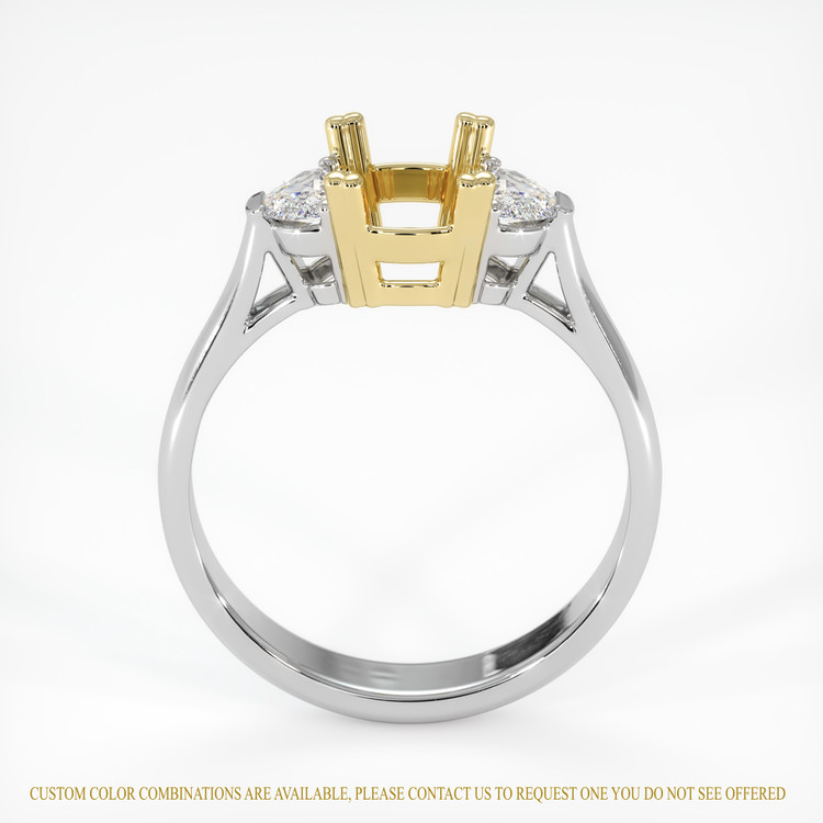 18K Yellow & White Three Stone Ring Setting