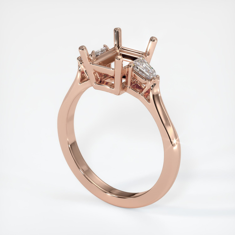 14K Rose Gold Three Stone Ring Setting