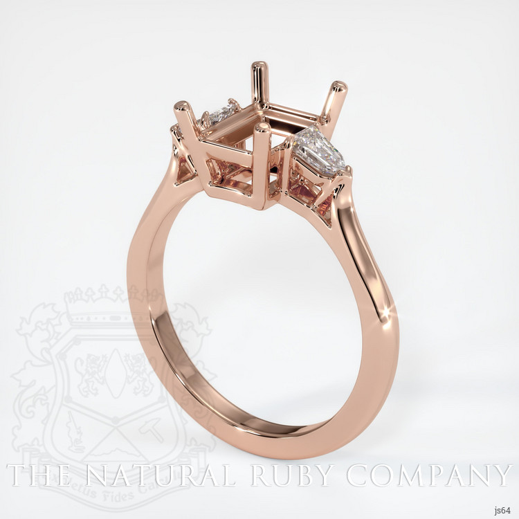 14K Rose Gold Three Stone Ring Setting