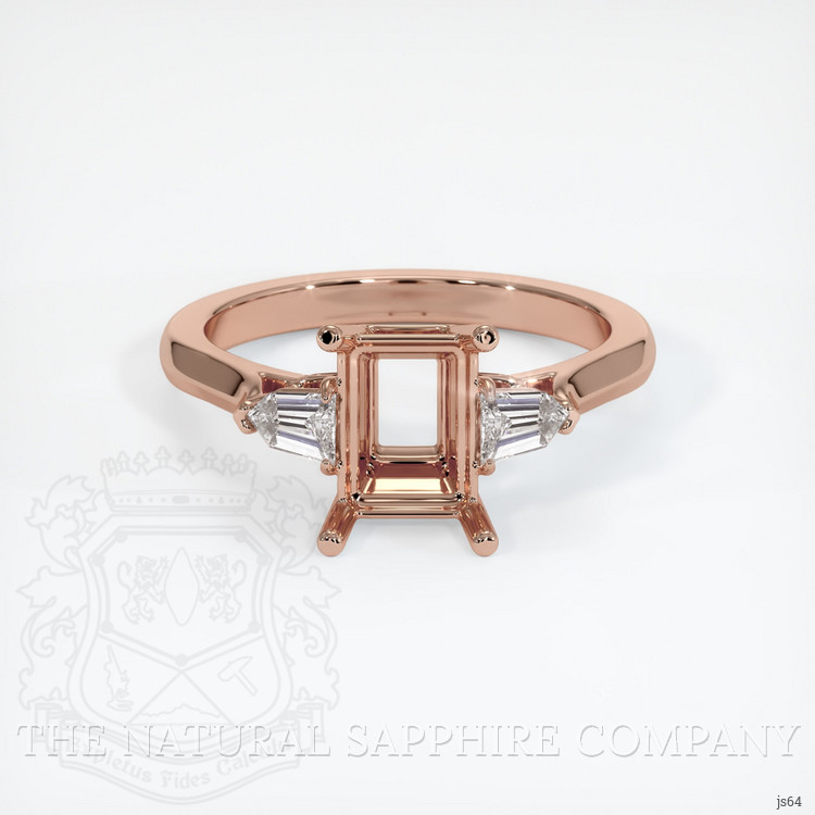 14K Rose Gold Three Stone Ring Setting