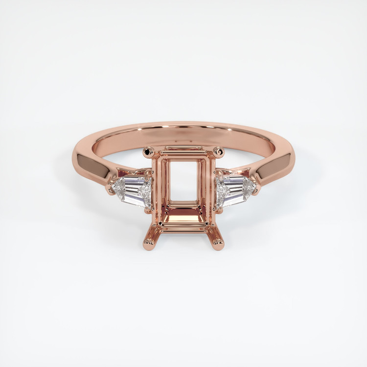 14K Rose Gold Three Stone Ring Setting