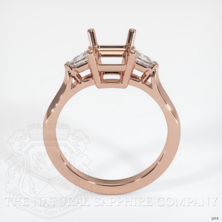 14K Rose Gold Three Stone Ring Setting