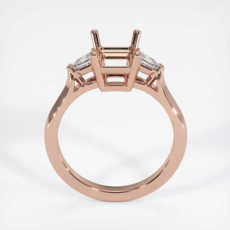 14K Rose Gold Three Stone Ring Setting