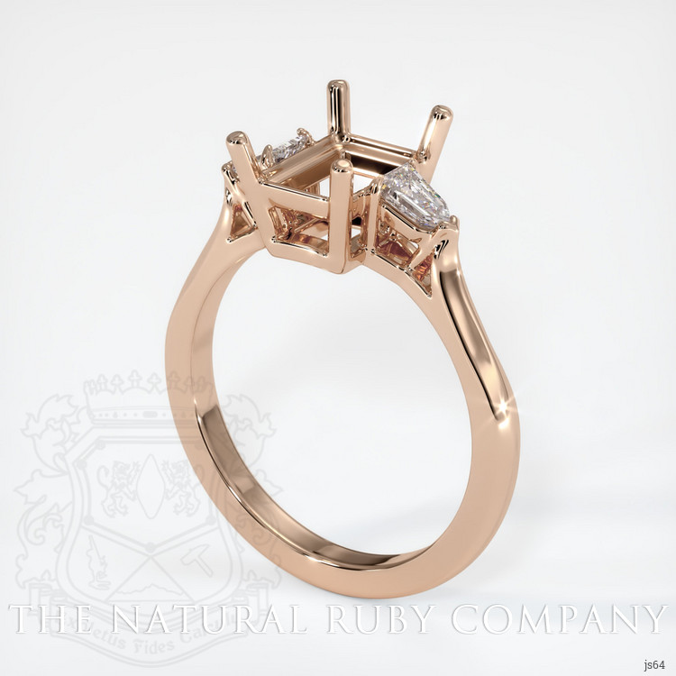 18K Rose Gold Three Stone Ring Setting