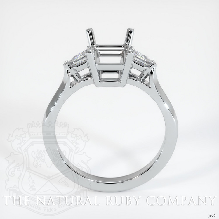 14K White Gold Three Stone Ring Setting