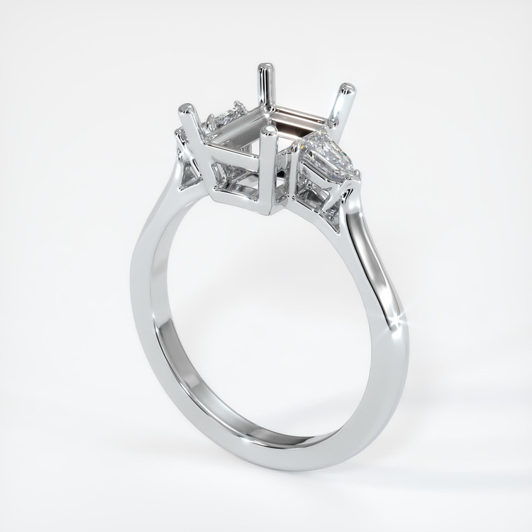 18K White Gold Three Stone Ring Setting