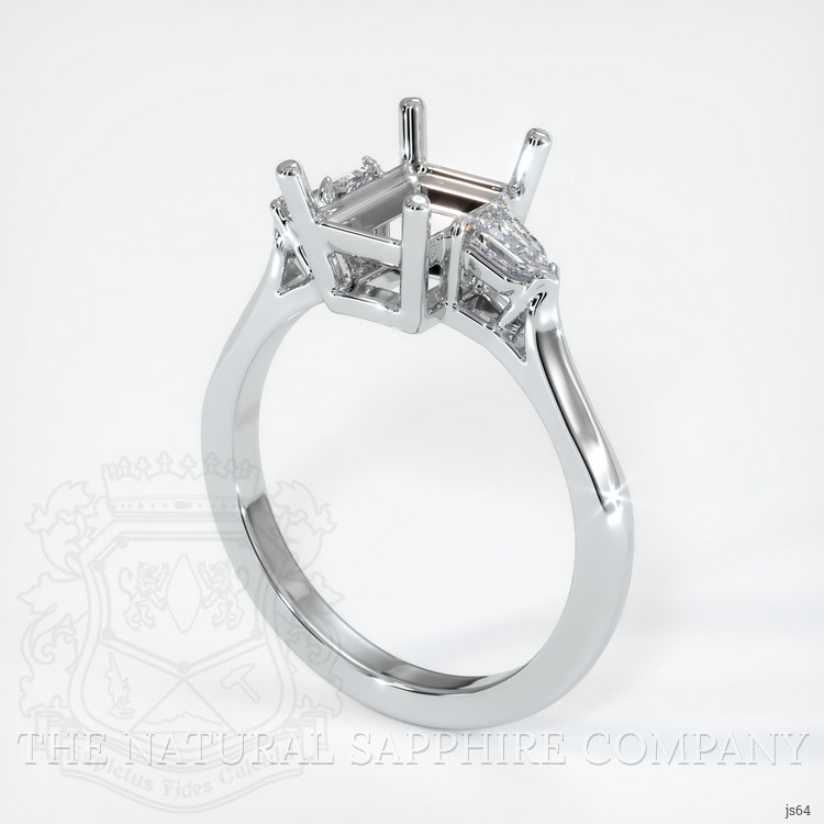 18K White Gold Three Stone Ring Setting