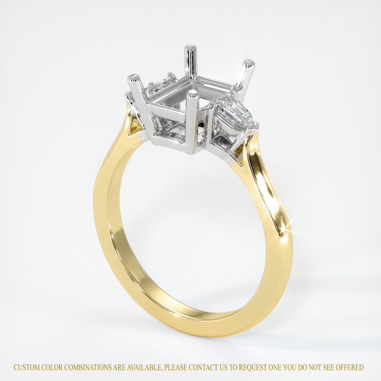 14K White & Yellow Three Stone Ring Setting