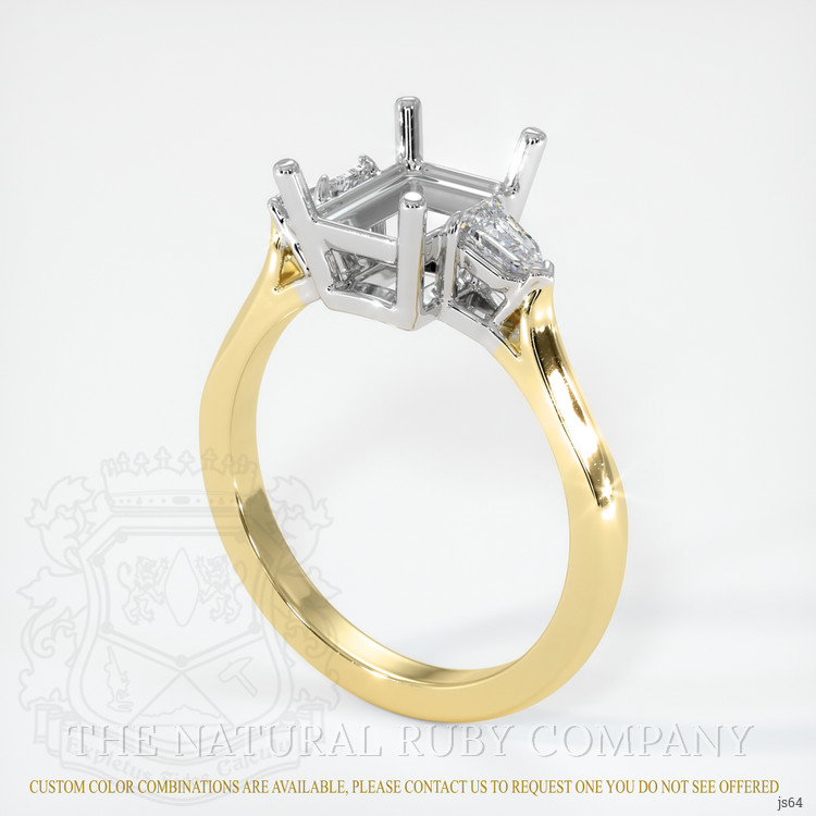 14K White & Yellow Three Stone Ring Setting