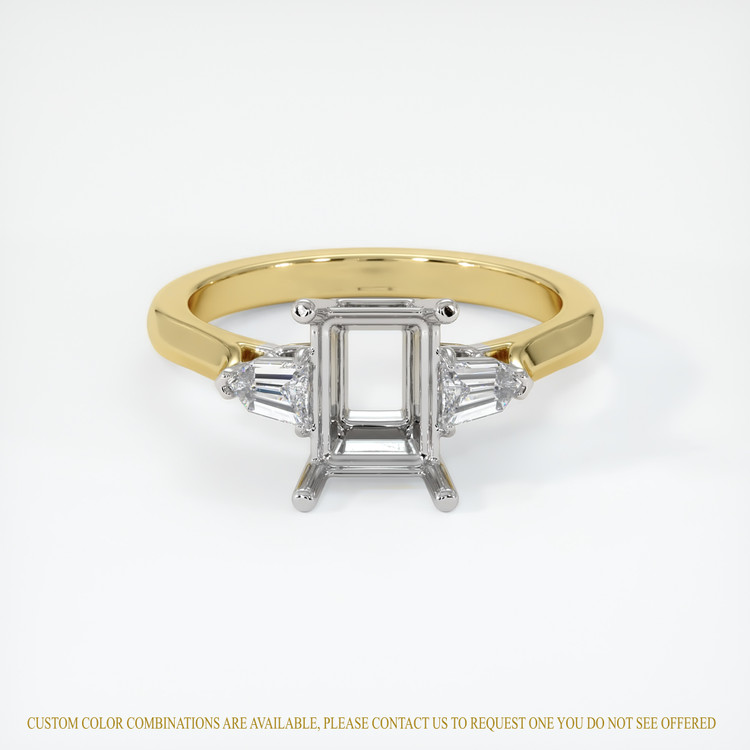 14K White & Yellow Three Stone Ring Setting