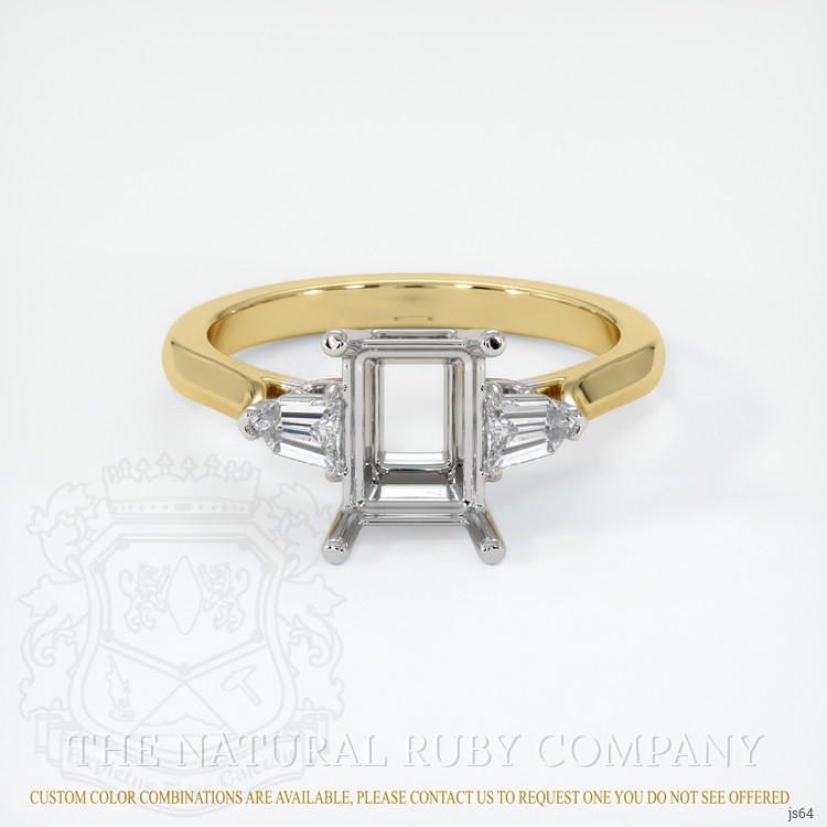 14K White & Yellow Three Stone Ring Setting