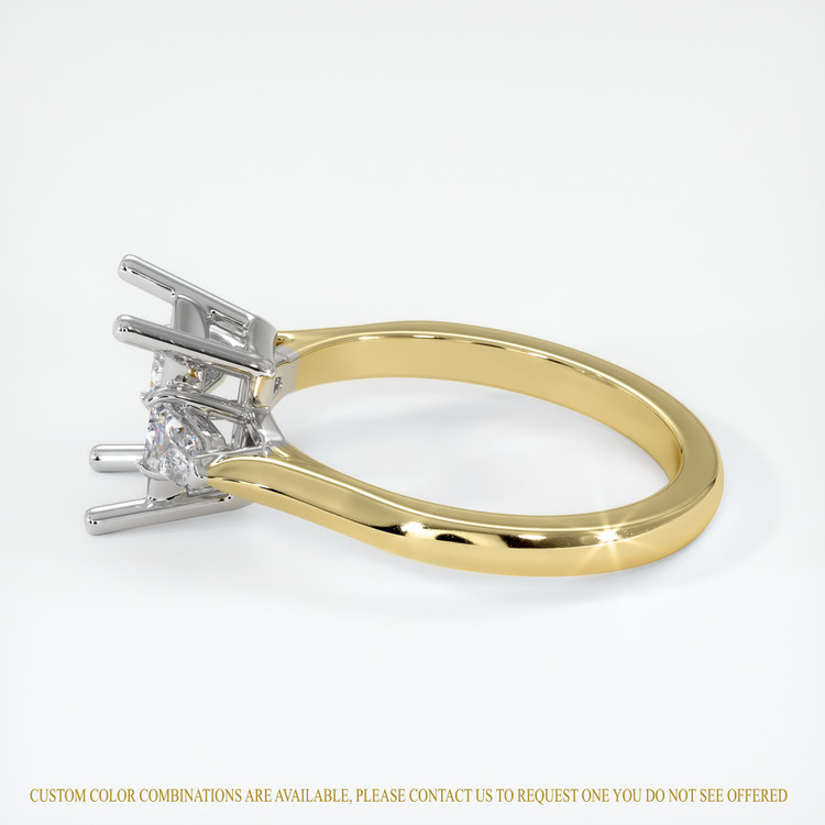 14K White & Yellow Three Stone Ring Setting