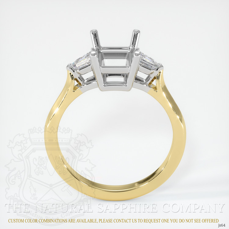 14K White & Yellow Three Stone Ring Setting