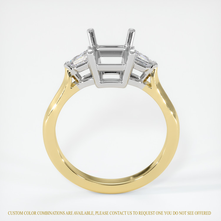14K White & Yellow Three Stone Ring Setting