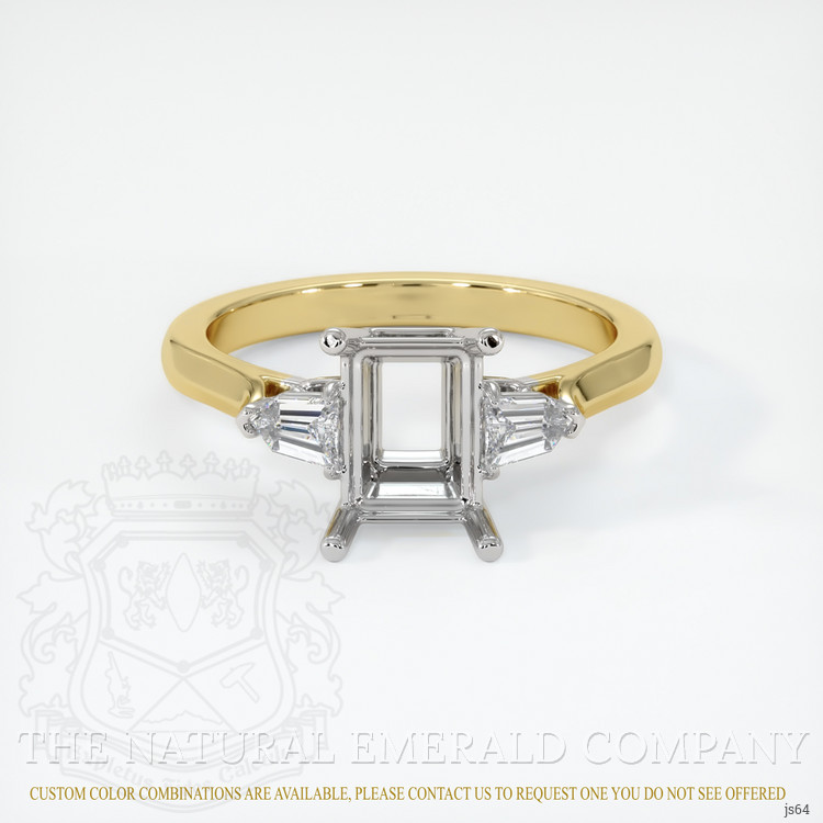 18K White & Yellow Three Stone Ring Setting