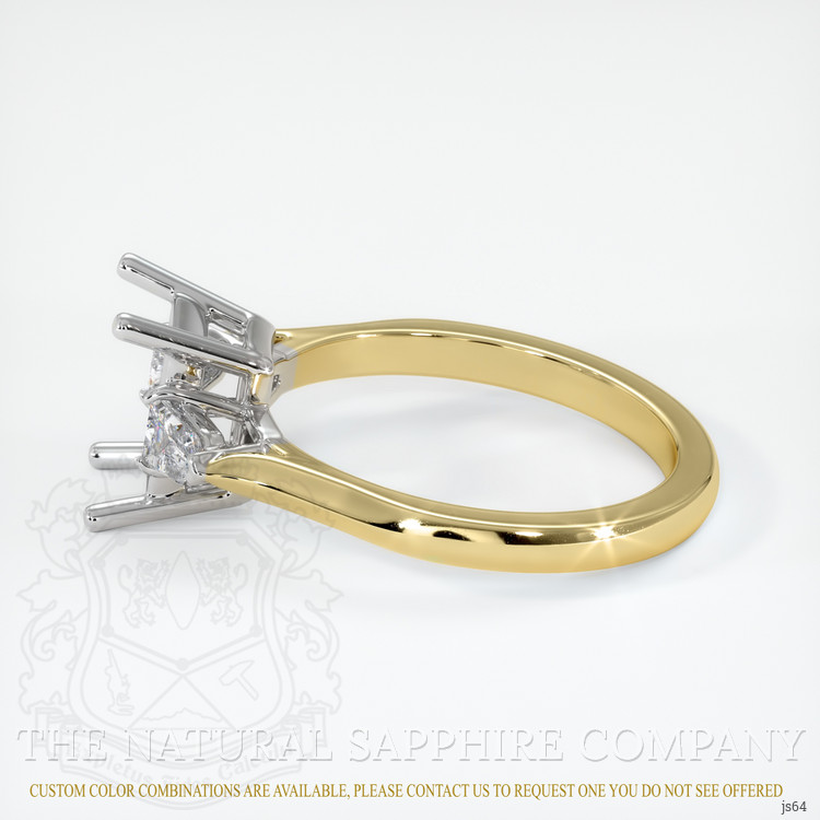 18K White & Yellow Three Stone Ring Setting