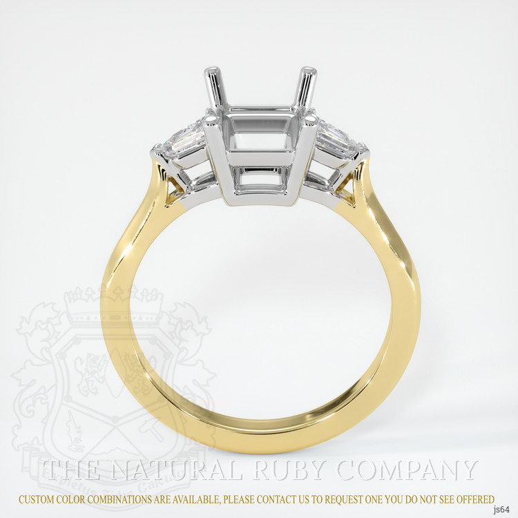 18K White & Yellow Three Stone Ring Setting