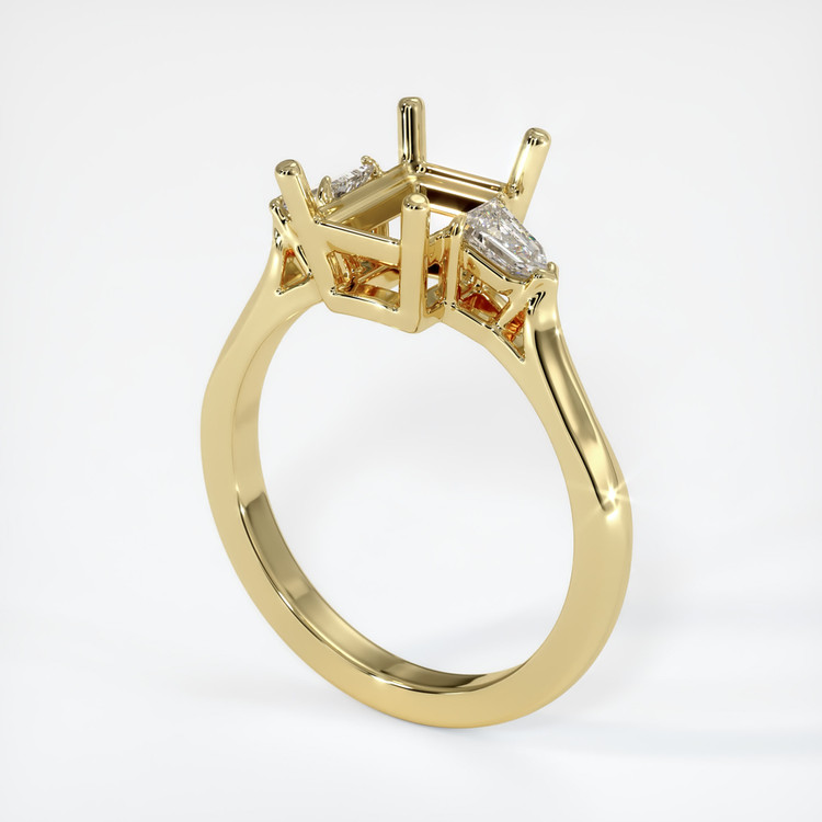 18K Yellow Gold Three Stone Ring Setting