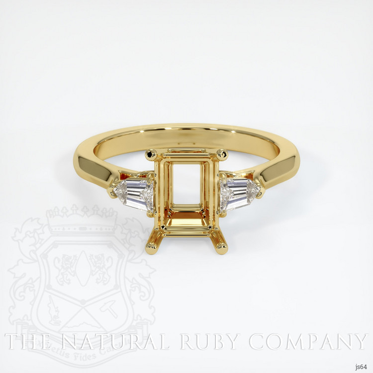 18K Yellow Gold Three Stone Ring Setting