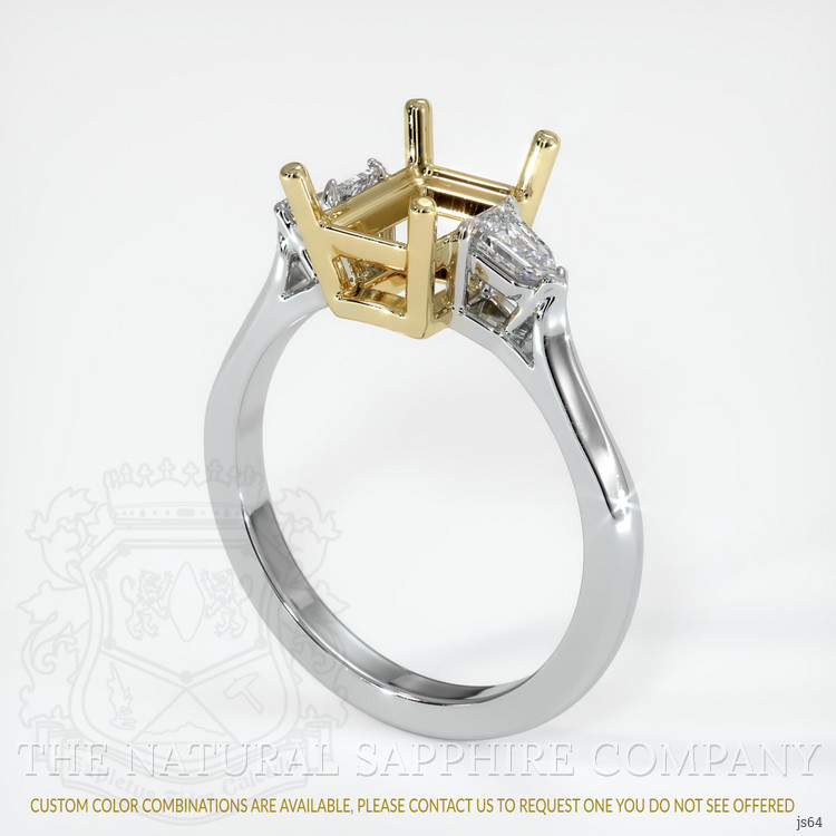 14K Yellow & White Three Stone Ring Setting
