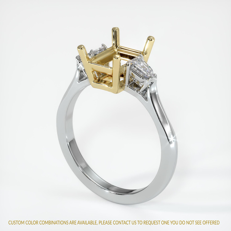 14K Yellow & White Three Stone Ring Setting