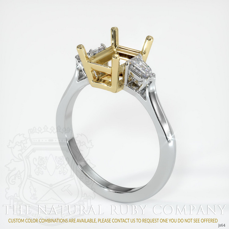 14K Yellow & White Three Stone Ring Setting