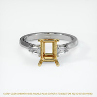 14K Yellow & White Three Stone Ring Setting Image