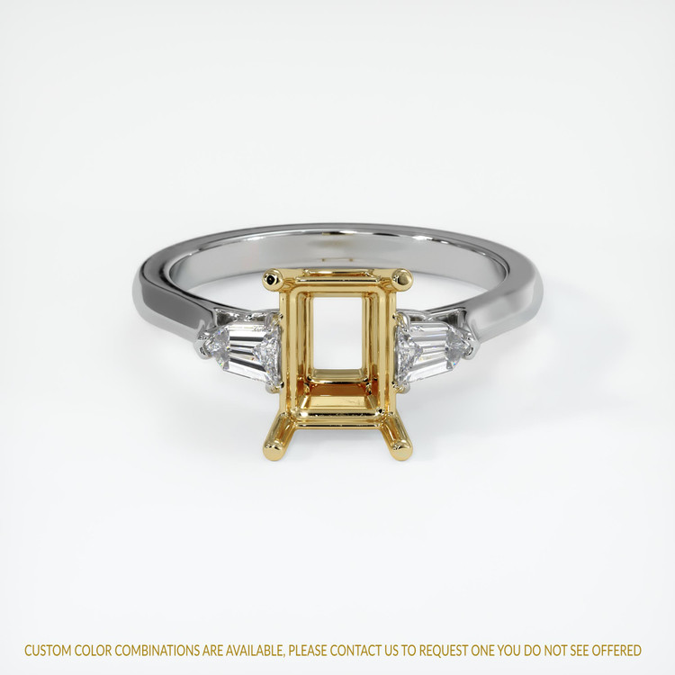 14K Yellow & White Three Stone Ring Setting