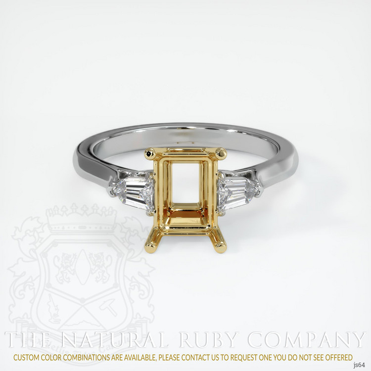 14K Yellow & White Three Stone Ring Setting