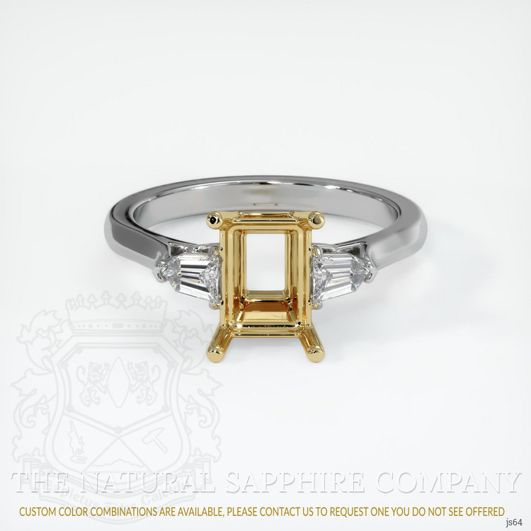 14K Yellow & White Three Stone Ring Setting