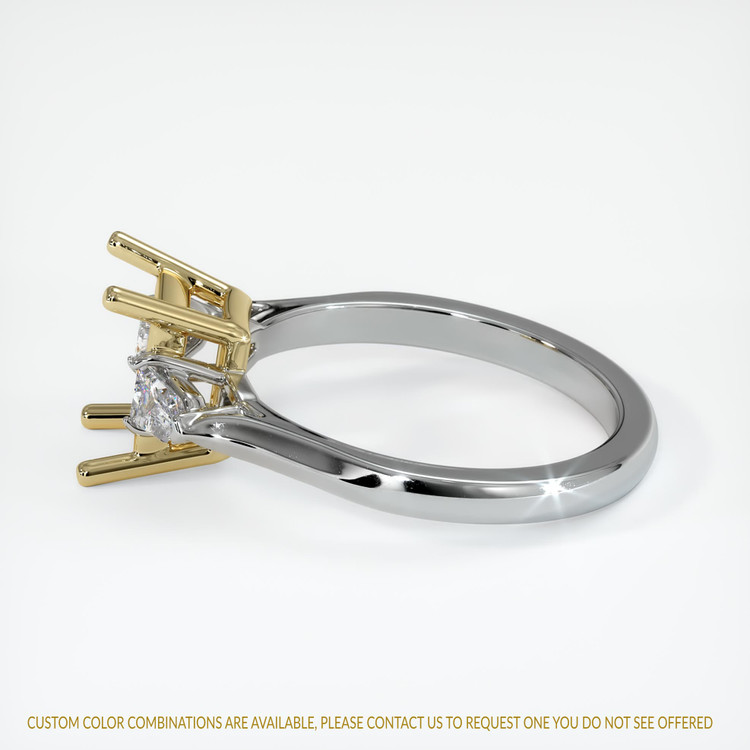 14K Yellow & White Three Stone Ring Setting