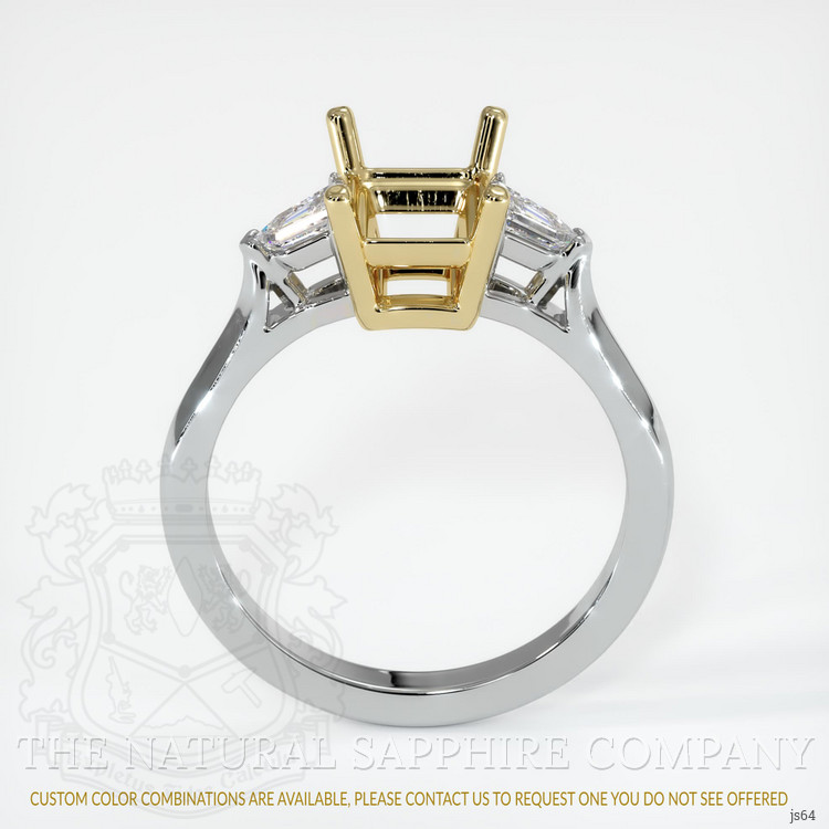 14K Yellow & White Three Stone Ring Setting