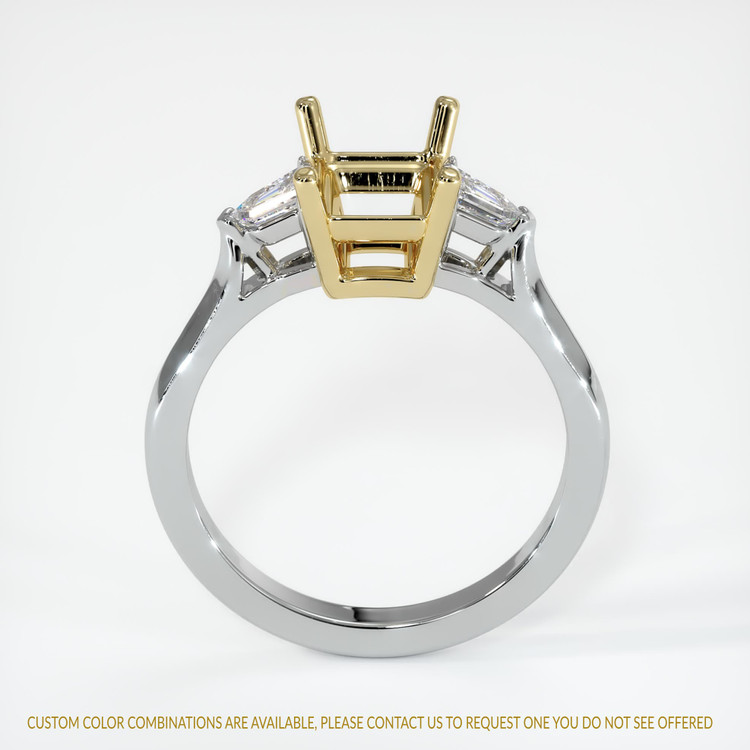 14K Yellow & White Three Stone Ring Setting